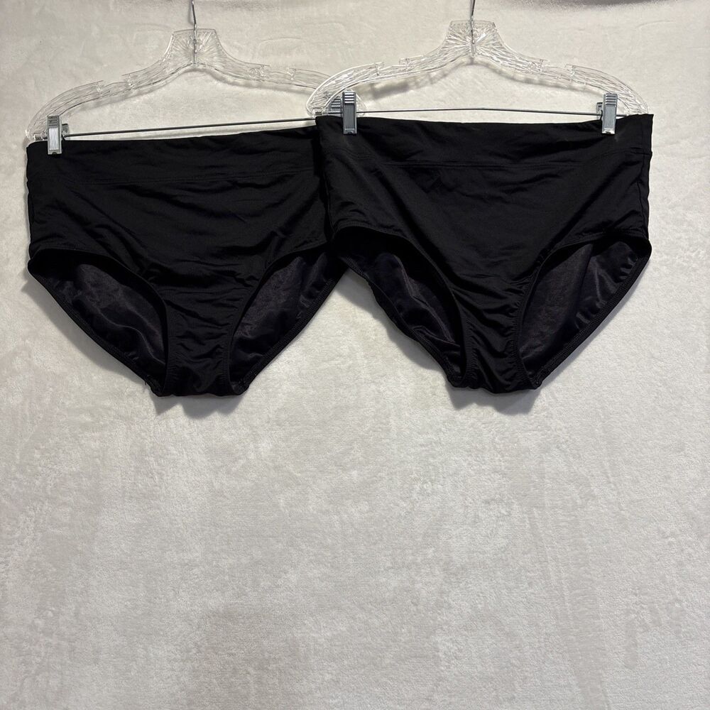 Lands' End Tummy Control High Waisted Bikini Bottoms Black Size 12 Swim Lot of 2